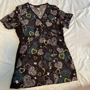 Cherokee scrub top size xsmall. Heart design